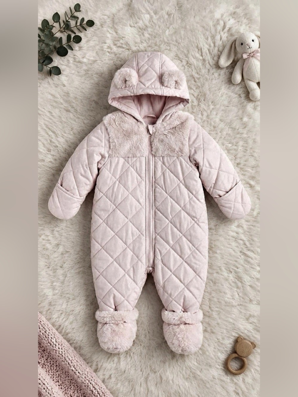 First Impressions Pink Quilted Footie Size 3M-6M Like New